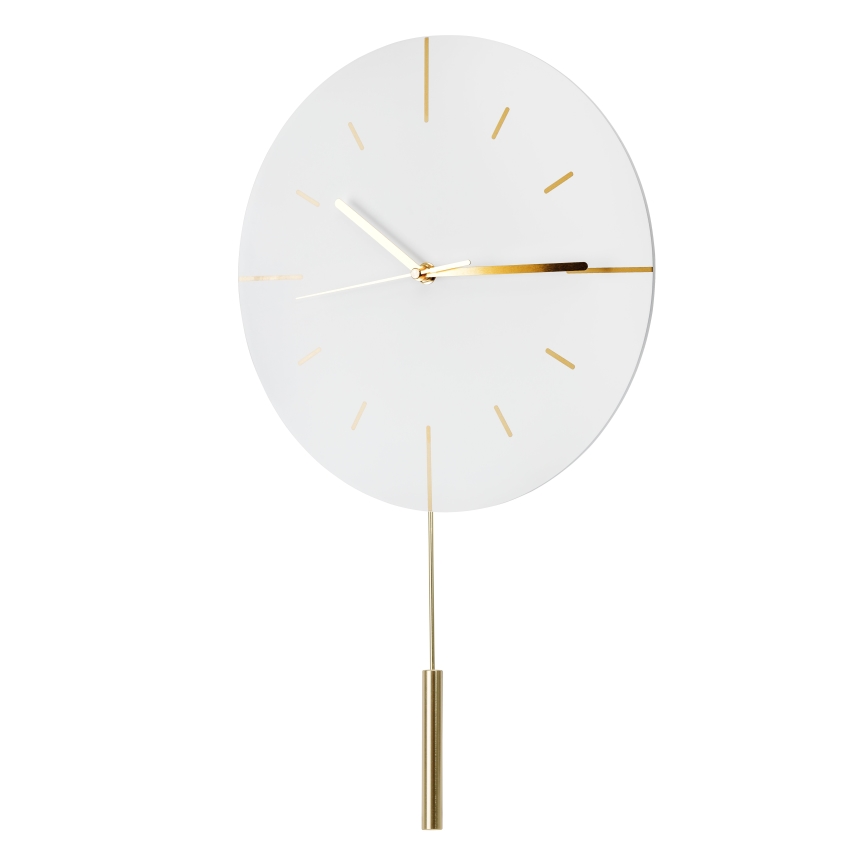 Reloj de pared con péndulo diá. 30 cm 1xAA blanco/dorado
