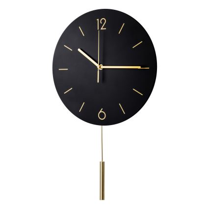 Reloj de pared con péndulo diá. 30 cm 1xAA negro/dorado