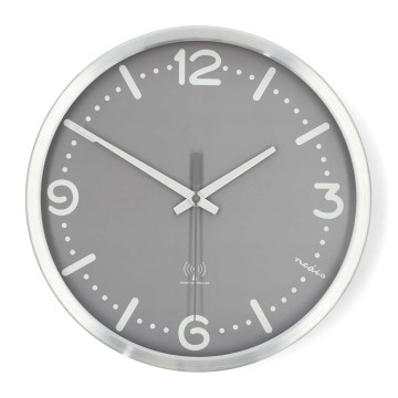 Reloj de pared diámetro 30,5 cm 1xAA cromo mate/gris