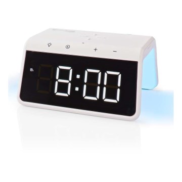 Reloj despertador con pantalla LCD y inalámbrico con cargador 15W/5V 1xCR2032 blanco