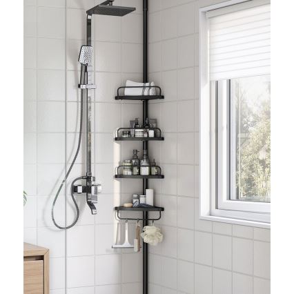 Repisa de esquina para baño DEX, negra