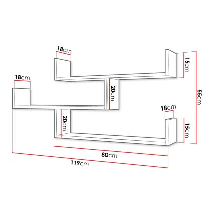 Repisa de pared TRIO 55x119 cm negro grafito