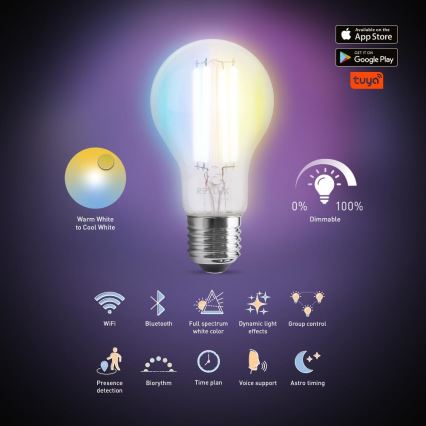 Bombilla LED regulable FILAMENT A60 E27/7W/230V 2700-6500K Wi-Fi Tuya