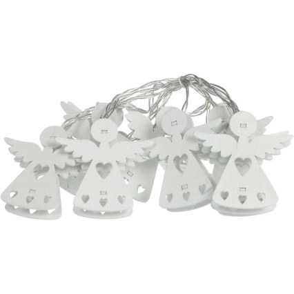 Cadena de luces de Navidad LED 10xLED/2xAA/blanco cálido 2m ángeles