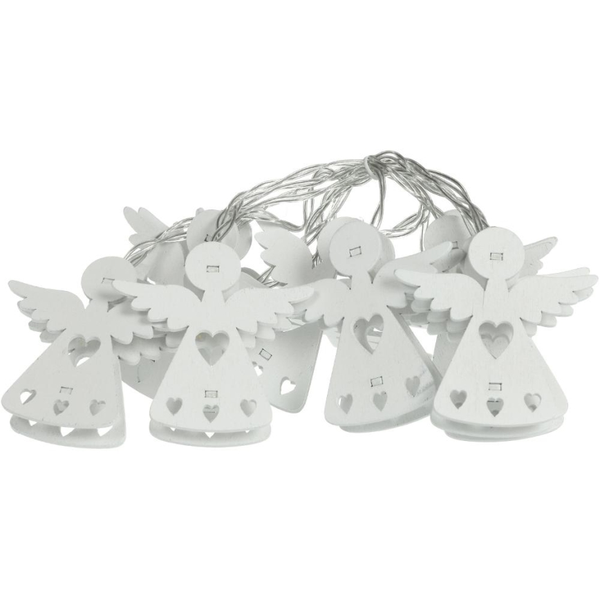 Cadena de luces de Navidad LED 10xLED/2xAA/blanco cálido 2m ángeles