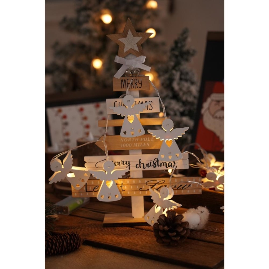 Cadena de luces de Navidad LED 10xLED/2xAA/blanco cálido 2m ángeles