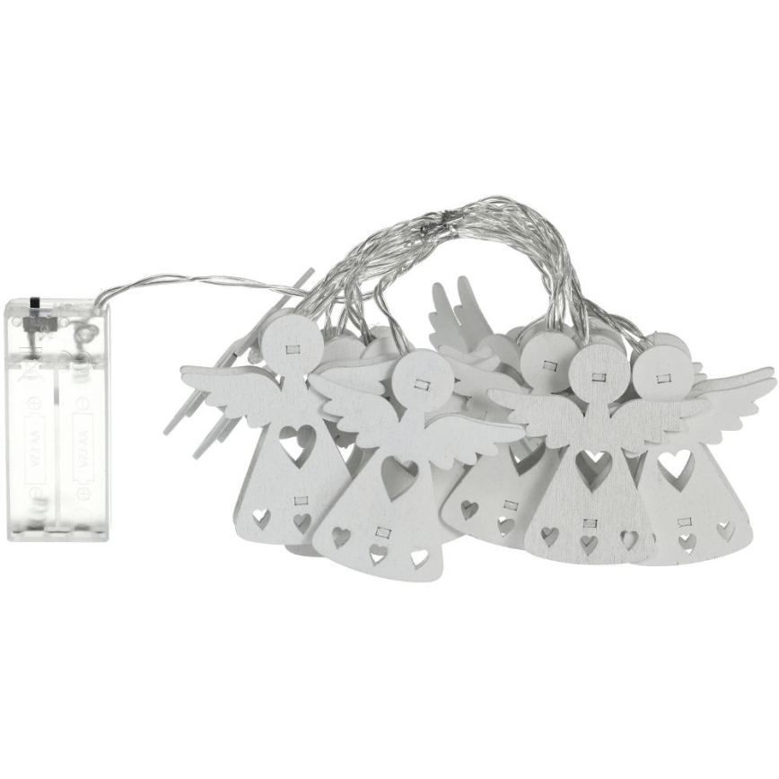 Cadena de luces de Navidad LED 10xLED/2xAA/blanco cálido 2m ángeles