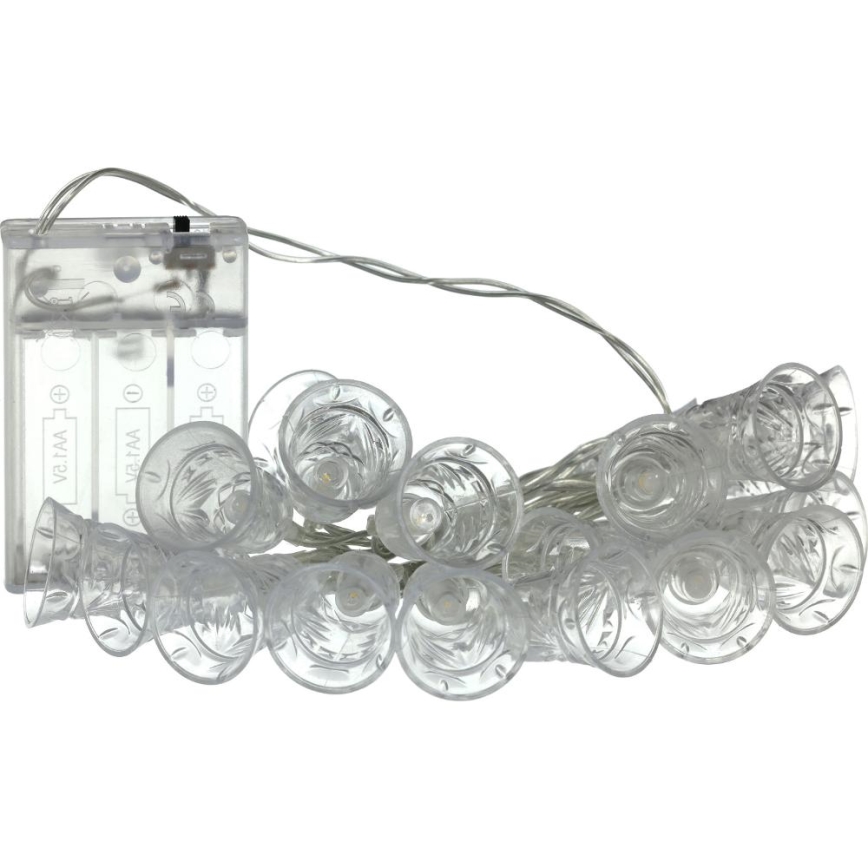 Cadena de Navidad LED 20xLED/3xAA/blanco cálido 2,2m campanas