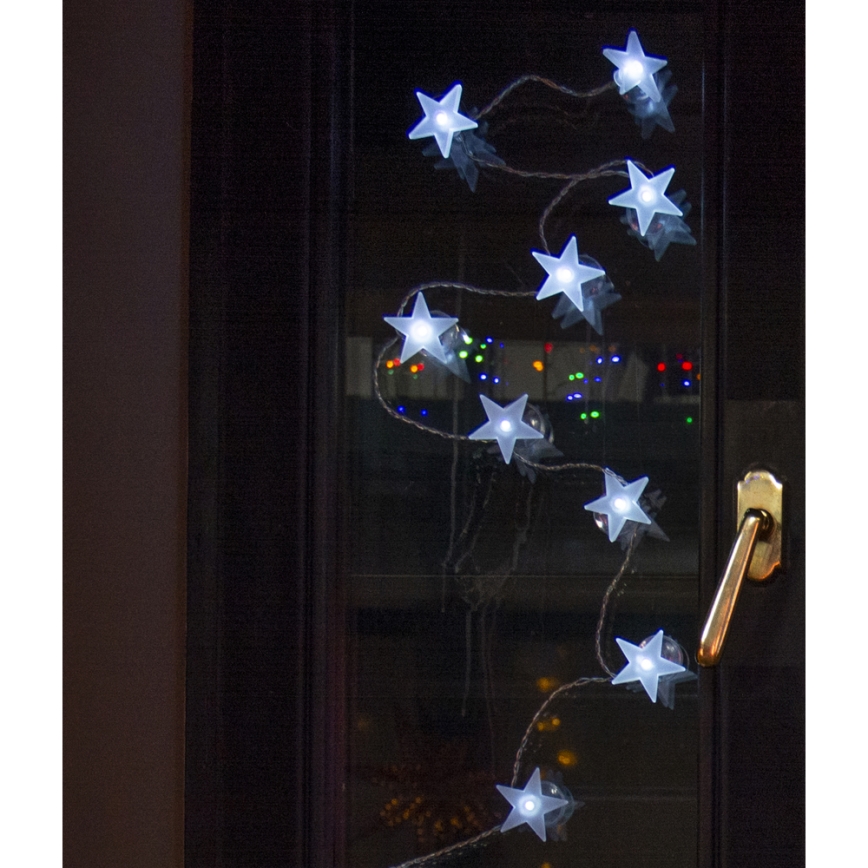 Cadena decorativa LED con ventosas 10xLED/2xAA 1,8 m blanco frío