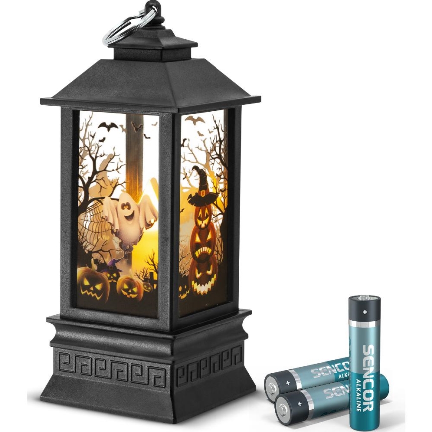 Decoración LED HALLOWEEN LED/3xAAA/linterna blanco cálido con calabazas