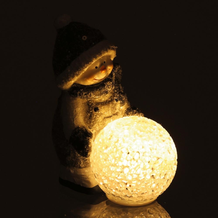 Decoración navideña LED LED/2xLR44/warm white muñeco de nieve con una bola de nieve
