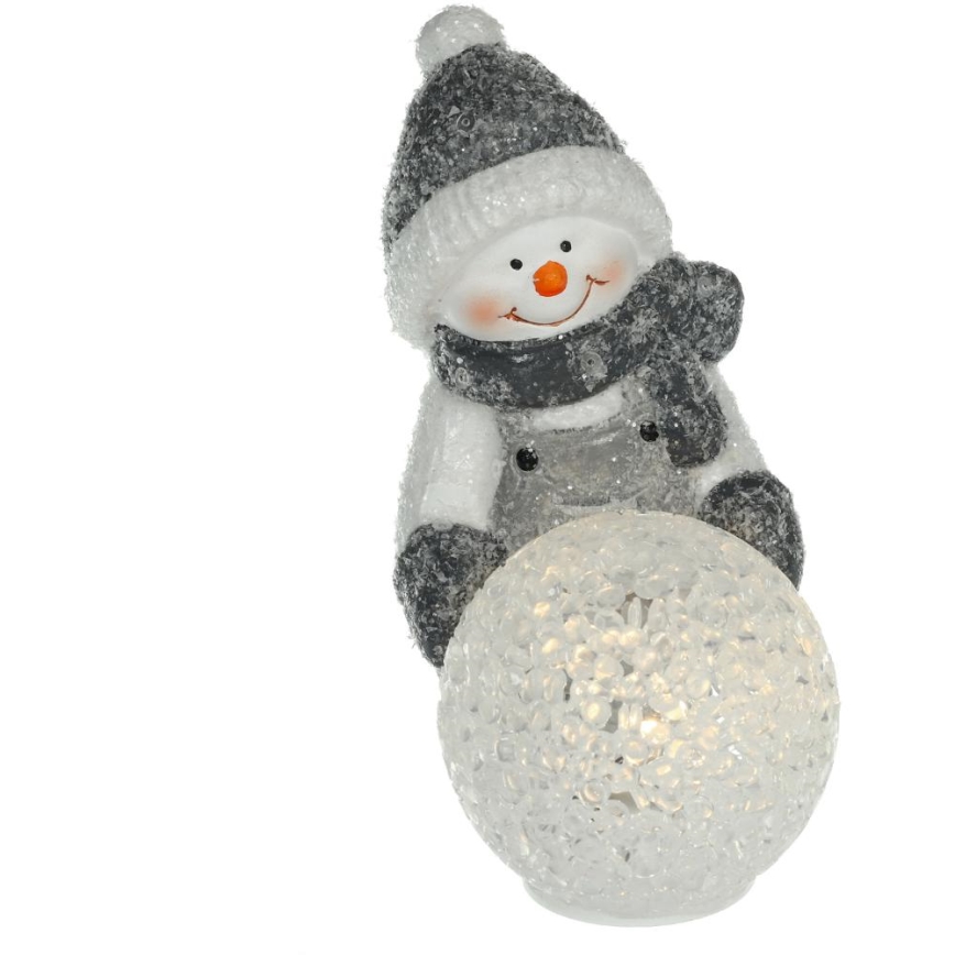 Decoración navideña LED LED/2xLR44/warm white muñeco de nieve con una bola de nieve