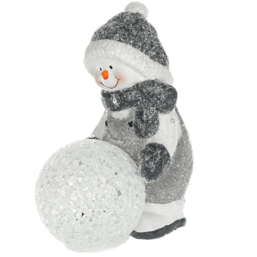 Decoración navideña LED LED/2xLR44/warm white muñeco de nieve con una bola de nieve
