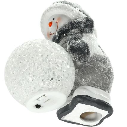 Decoración navideña LED LED/2xLR44/warm white muñeco de nieve con una bola de nieve