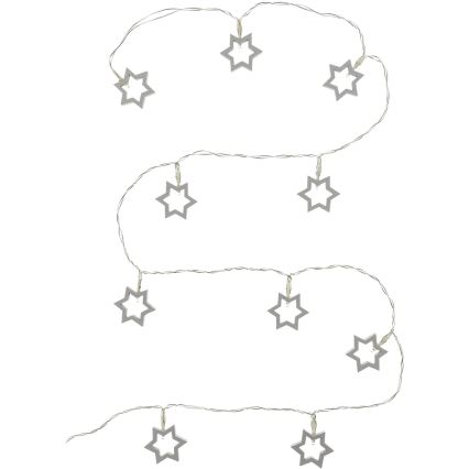 Guirnalda decorativa LED 10xLED/2xAA 1,8m blanco cálido