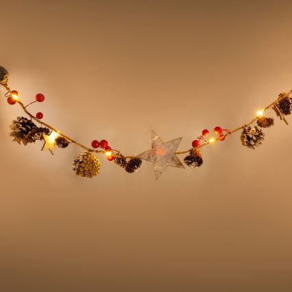 Cadena de luces LED 10xLED/3xAA 2,5m blanco cálido