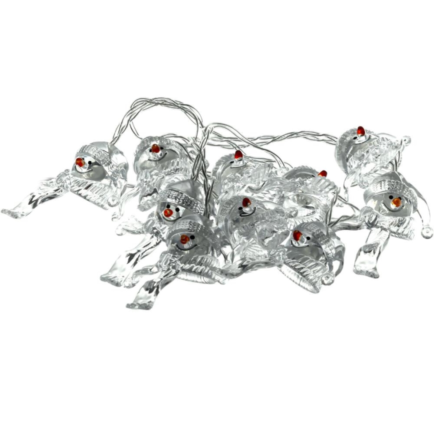 Guirnalda LED 10xLED/2xAA/blanco cálido 1,65m con muñecos de nieve