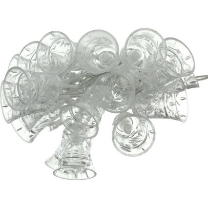 Cadena de luces LED 20 LEDs · 3x pilas AA · blanco cálido · 2,2 m · campanillas decorativas