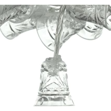 Cadena de luces LED 20 LEDs · 3x pilas AA · blanco cálido · 2,2 m · campanillas decorativas