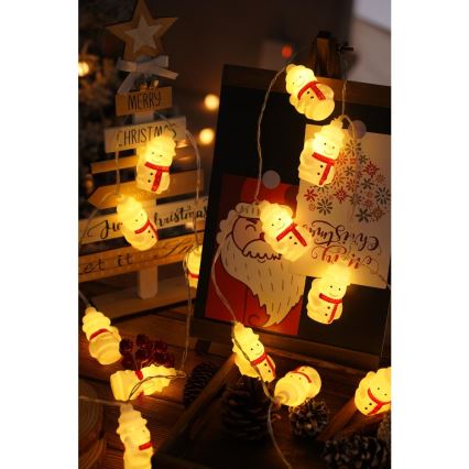 Guirnalda LED 20xLED/3xAA/blanco cálido 3,3m muñecos de nieve