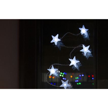 Guirnalda LED decorativa con ventosas, 10 LEDs, 2x AA, 1,8 m, blanco frío