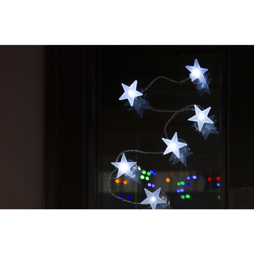 Guirnalda LED decorativa con ventosas, 10 LEDs, 2x AA, 1,8 m, blanco frío