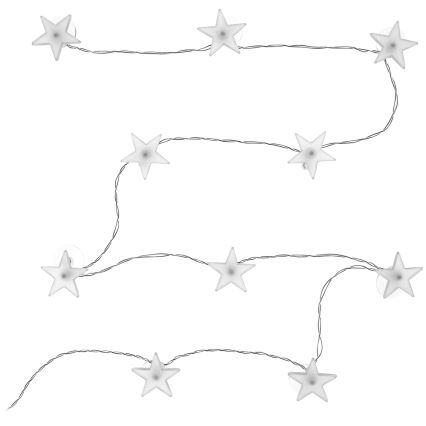 Guirnalda LED decorativa con ventosas, 10 LEDs, 2x AA, 1,8 m, blanco frío