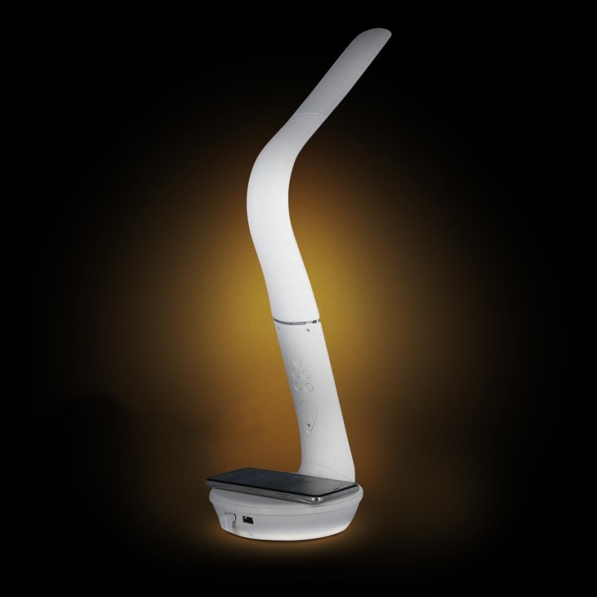 Lámpara de mesa LED regulable con carga inalámbrica Qi 5W y pantalla LED/6W/230V/1xCR2032 3000/4000/6000K blanco