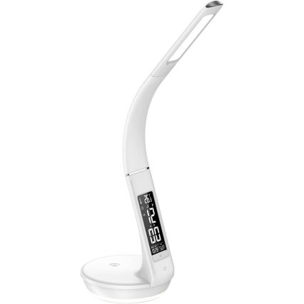 Lámpara de mesa LED regulable con carga inalámbrica Qi 5W y pantalla LED/6W/230V/1xCR2032 3000/4000/6000K blanco
