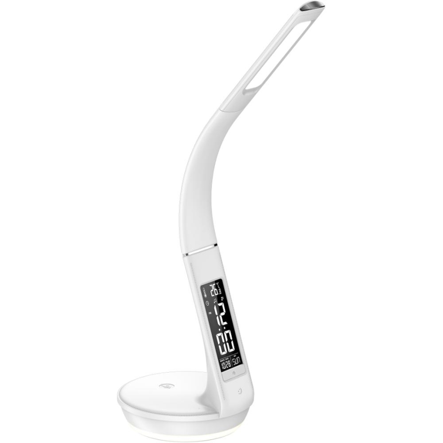 Lámpara de mesa LED regulable con carga inalámbrica Qi 5W y pantalla LED/6W/230V/1xCR2032 3000/4000/6000K blanco