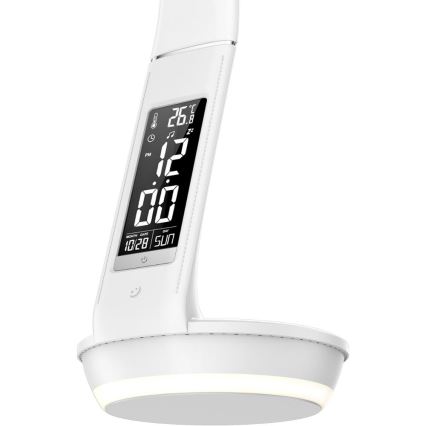 Lámpara de mesa LED regulable con carga inalámbrica Qi 5W y pantalla LED/6W/230V/1xCR2032 3000/4000/6000K blanco