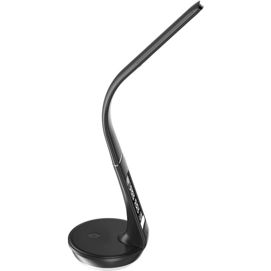 Lámpara de mesa LED regulable con carga inalámbrica Qi 5W y pantalla LED/6W/230V/1xCR2032 3000/4000/6000K negro