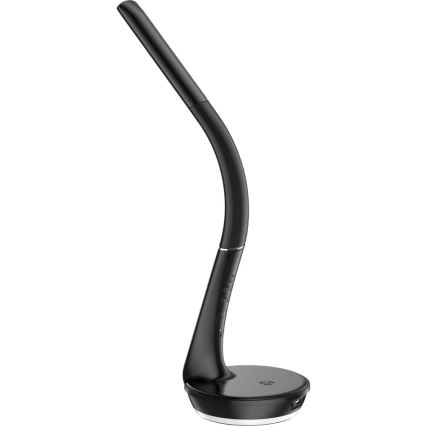 Lámpara de mesa LED regulable con carga inalámbrica Qi 5W y pantalla LED/6W/230V/1xCR2032 3000/4000/6000K negro