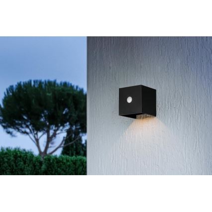 Aplique solar de pared con sensor LED/1W/3,7V 1200 mAh IP44 negro
