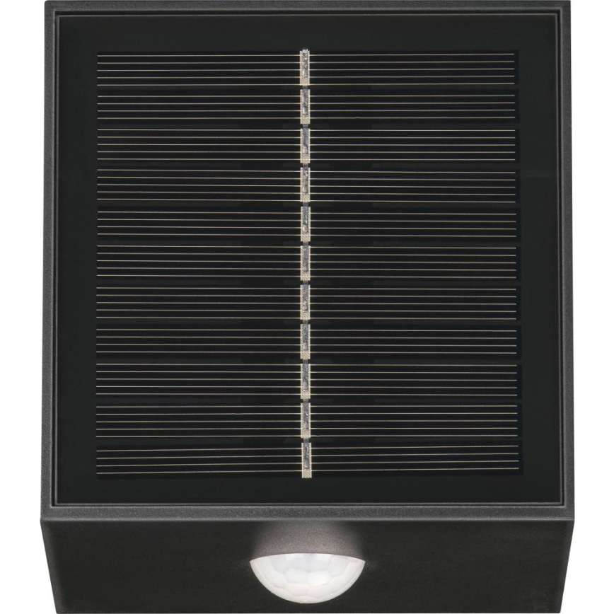Aplique solar de pared con sensor LED/1W/3,7V 1200 mAh IP44 negro