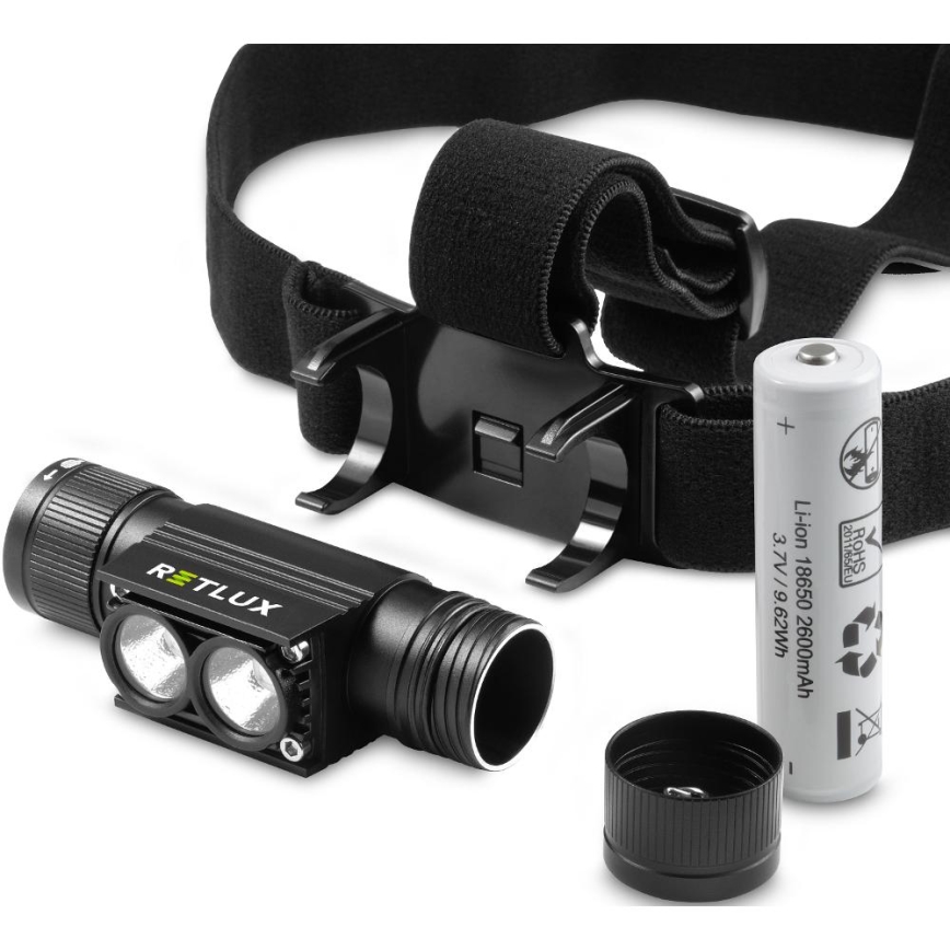 Linterna frontal LED recargable de aluminio LED/2600 mAh IP66