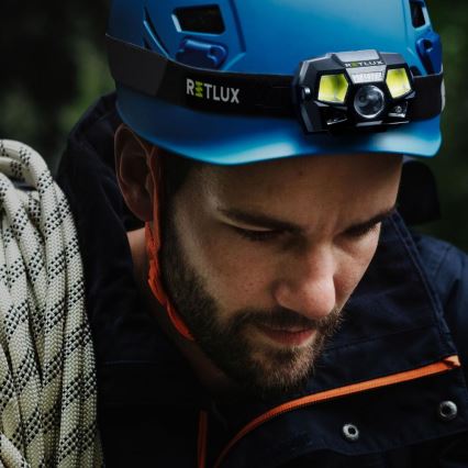 Linterna frontal recargable con sensor LED/3W/900 mAh IP44 negra