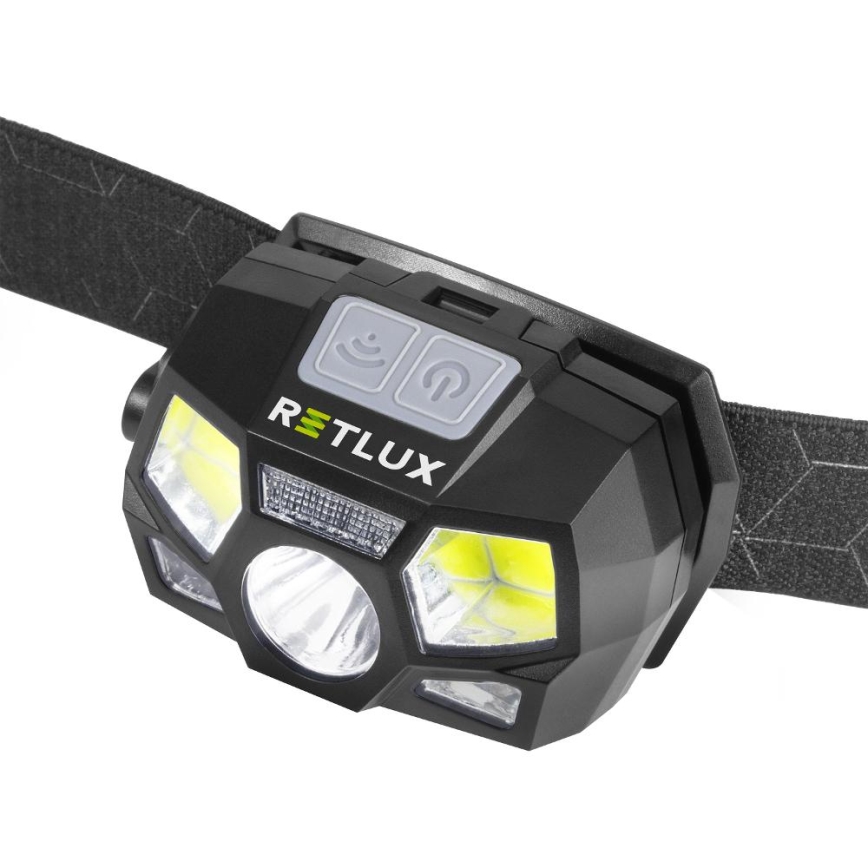 Linterna frontal recargable con sensor LED/3W/900 mAh IP44 negra