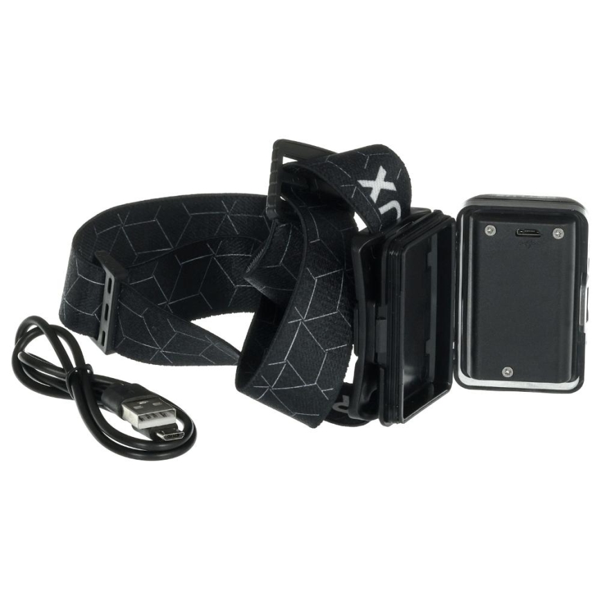 Linterna frontal recargable LED/3W/1200 mAh IP67 negra