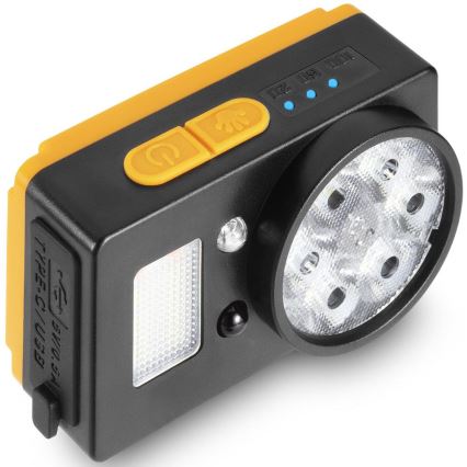 Linterna frontal LED recargable con sensor y función de banco de energía LED/1200 mAh IP44 negra