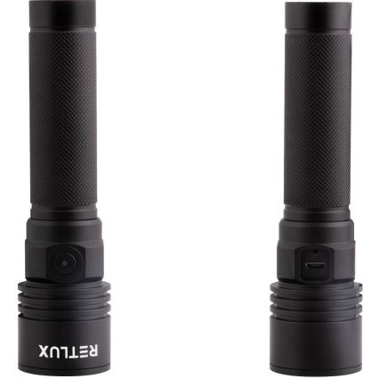 Linterna recargable de aluminio LED/3W/2000 mAh IPX4 negra