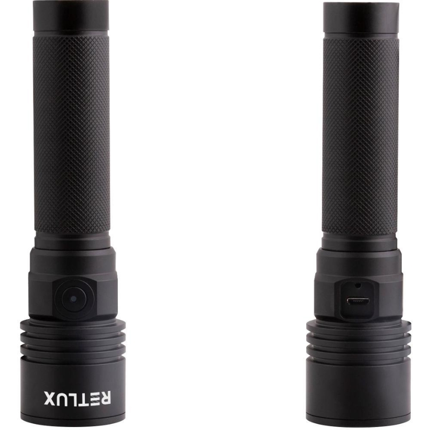 Linterna recargable de aluminio LED/3W/2000 mAh IPX4 negra