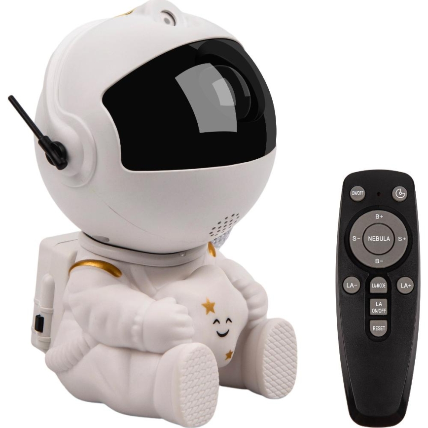 Proyector infantil LED 230V astronauta 12,5 cm + mando a distancia