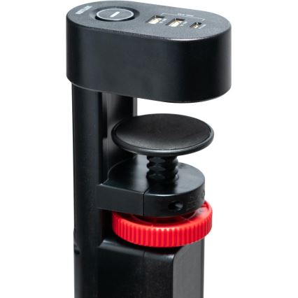 Regleta con abrazadera para mesa, 3 enchufes Tipo E + 2xUSB-A + 1xUSB-C 1,5 m negra