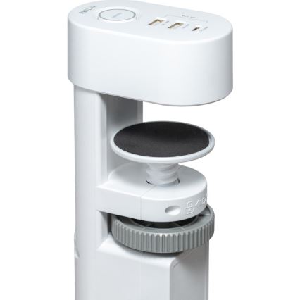 Regleta con sujeción para mesa 3 tomas Tipo E + 2xUSB-A + 1xUSB-C 1,5m blanca