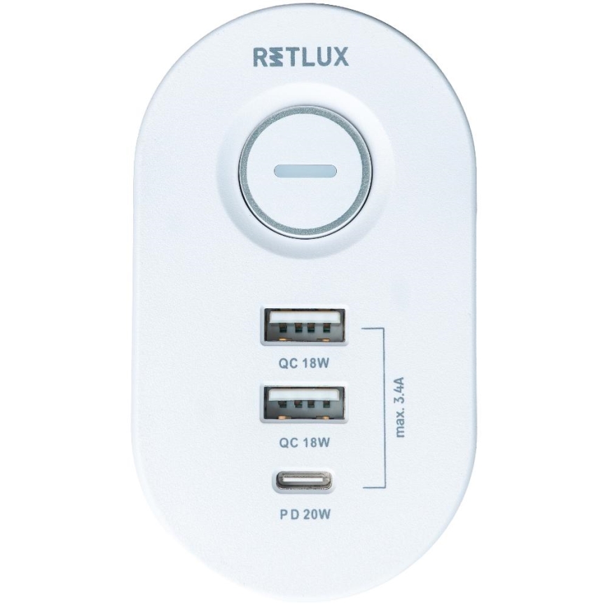 Regleta con sujeción para mesa 3 tomas Tipo E + 2xUSB-A + 1xUSB-C 1,5m blanca
