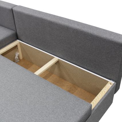 Sofá cama esquinero versátil en L con arcón ALMEIDA gris