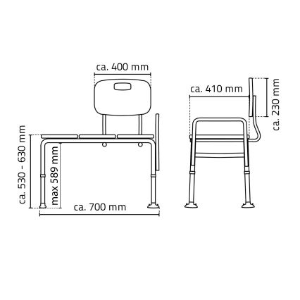Ridder - Asiento para bañera con asa 70 x 63 cm blanco