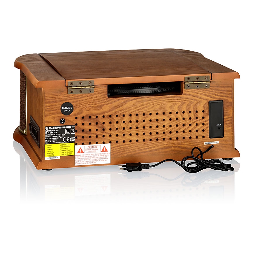 Roadstar HIF-1993D+BT- Hi-Fi con DAB/DAB+, giradiscos, CD y reproductor de casetes 80W/230V + mando a distancia