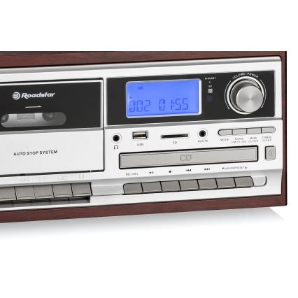 Roadstar HIF-8892 EBT - Sistema Hi-Fi con tocadiscos, reproductor de CD y casete 64W/230V+mando a distancia